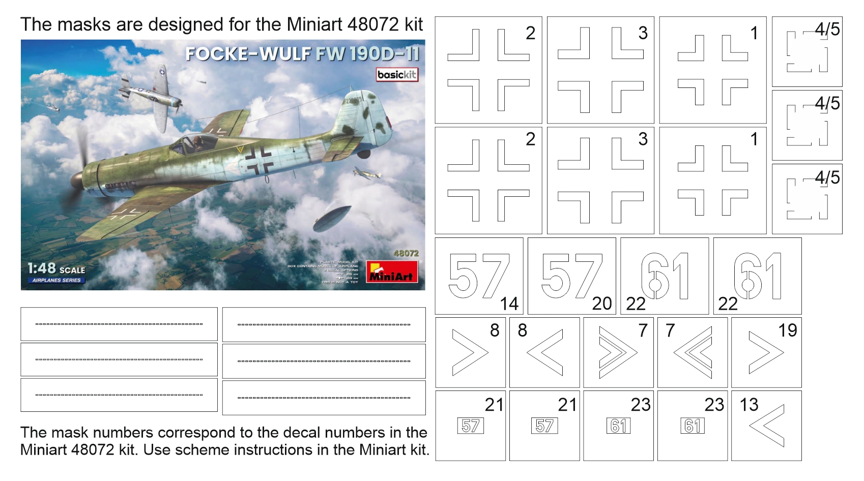 34050 1/48 Fw 190D-11 mask  (for Miniart 48072)