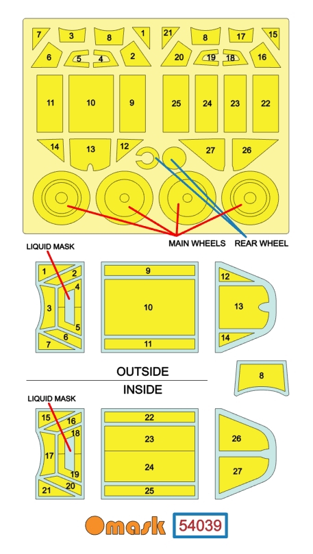54039 1/48 Bf 109 E-1 / E-3 double-sided mask (for Wingsy Kits)