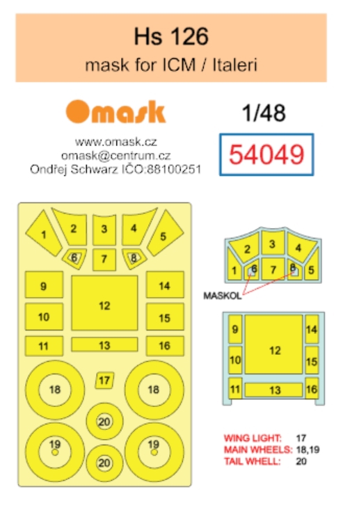54049 1/48 Hs 126 mask (for ICM / Italeri)