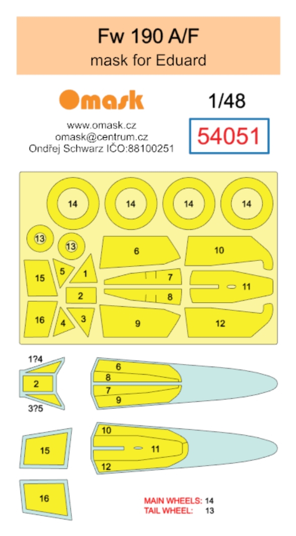 54051 1/48 Fw 190 A/F mask (for Eduard)