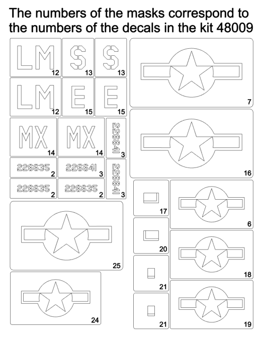 34046 1/48 P-47D-25RE Thunderbold masks (for Miniart 48009)