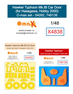 X4838 1/48 Hawker Typhoon Mk.IB Car Door O-max set (for Hasegawa, Hobby 2000)