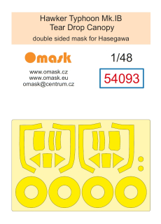 54093 1/48 Hawker Typhoon Mk.I Tear Drop Canopy mask (for Hasegawa / Hobby 2000)