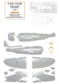 17004 1/72 P-47D / P-47M masky na krytky (pro Tamiya)