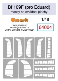 64004 1/48 Bf 109F masky na ovládací plochy (pro Eduard)