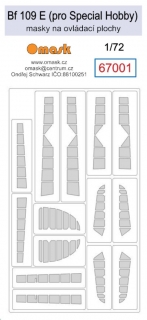67001 1/72 Bf 109 E masky na ovládací plochy (pro SH)