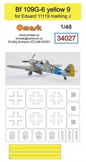 34027 1/48 JBf 109G-6 (yellow 9) for Eduard 11119 marking J