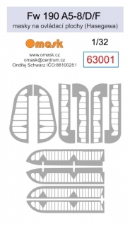 63001 1/32 Fw 190 A5-8 / D / F masky na ovládací plochy (pro Hasegawa)