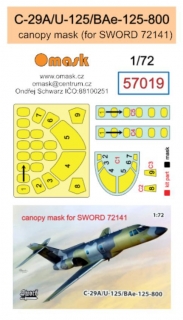 57019 1/72 C-29A/U-125/BAe-125-800 mask (for Sword 72141)